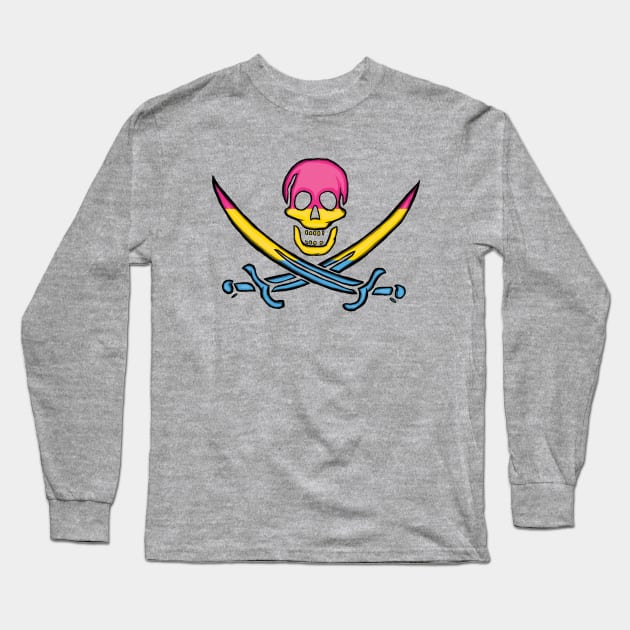 Pansexual Pirate Pride Long Sleeve T-Shirt by BeSmartFightDirty